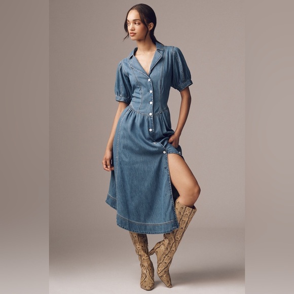 Anthropologie Blue Denim Shirt Dress size 4 - Picture 1 of 5